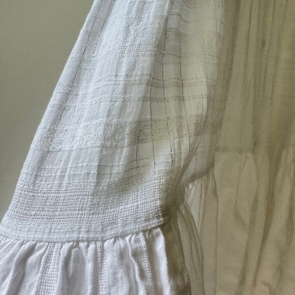 Women’s White Tiered Midi Dress Size S Gauze Cotton Button Front Trad Wife Boho - Picture 9 of 9